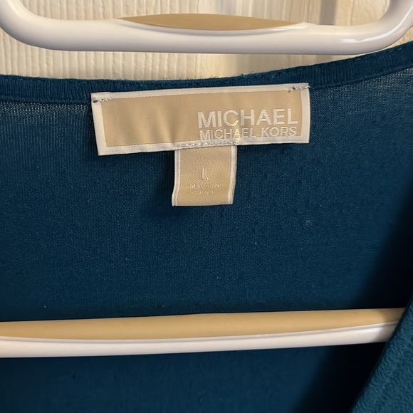 Michael Kors Draped Surplice Blouse Teal Lightweight Large - Picture 3 of 4